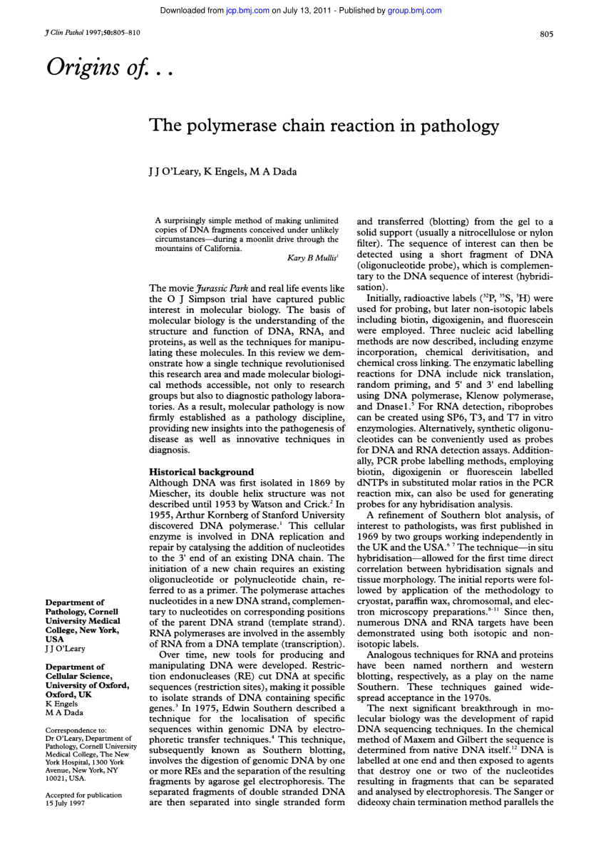 (PDF) The polymerase chain reaction in pathology