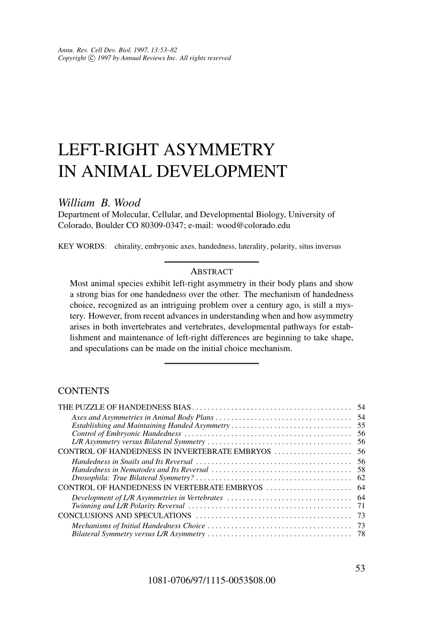 Pdf Left Right Asymmetry In Animal Development - 