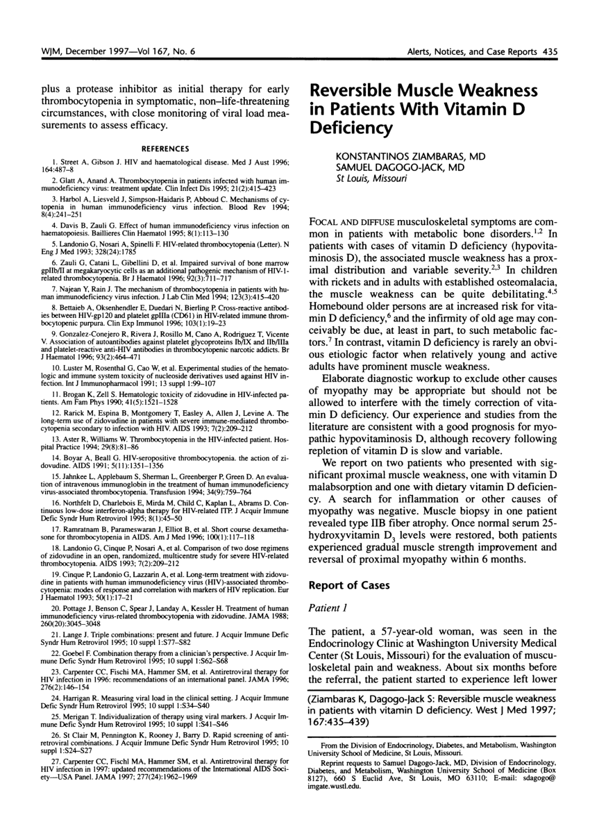 Pdf Reversible Muscle Weakness In Patients With Vitamin D