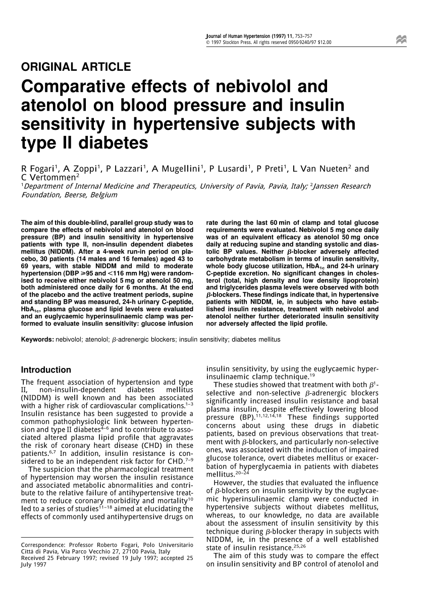 atenolol in diabetic patients