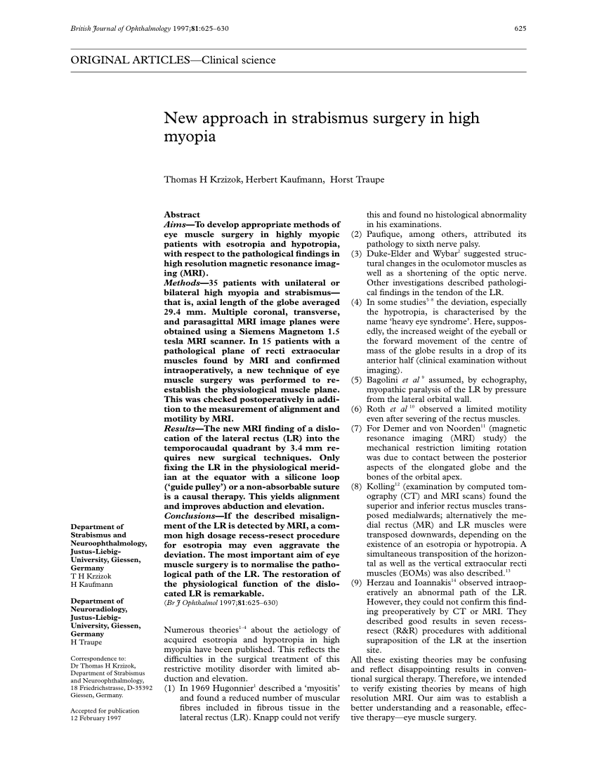 PDF) New approach in strabismus surgery in high myopia