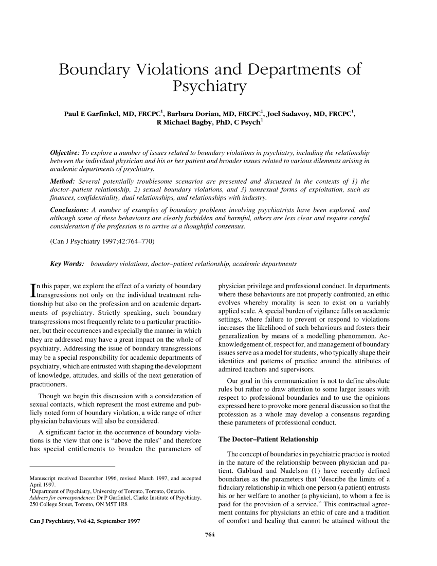 PDF) Boundary violations and departments of psychiatry