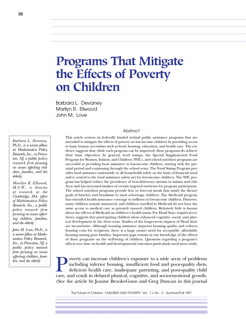 The Impact Of Poverty On Children s