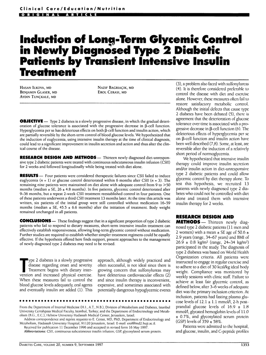 Intensive Glucose Control Of Patients With Type