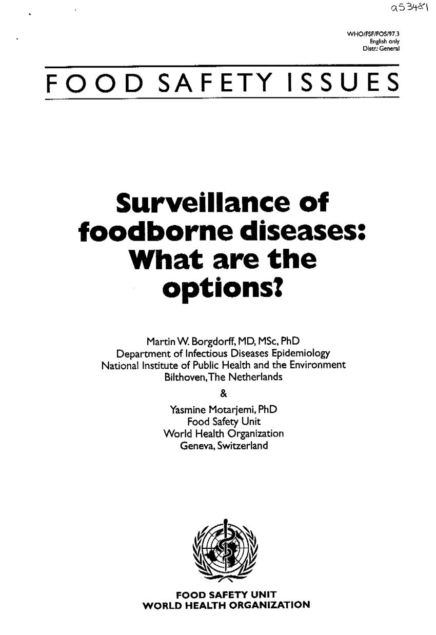 Pdf Surveillance Of Foodborne Diseases What Are The Options 