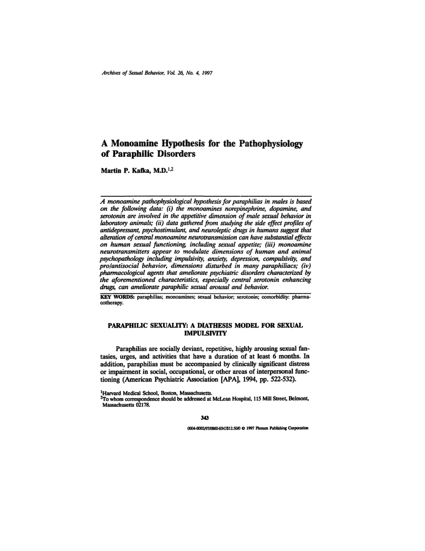 monoamine hypothesis journal