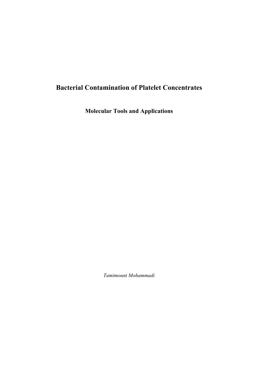 PDF) [Bacterial contamination of platelet concentrates]