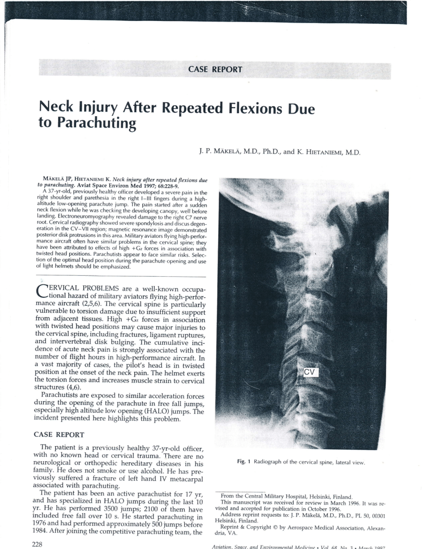 Pdf Neck Injury After Repeated Flexions Due To Parachuting