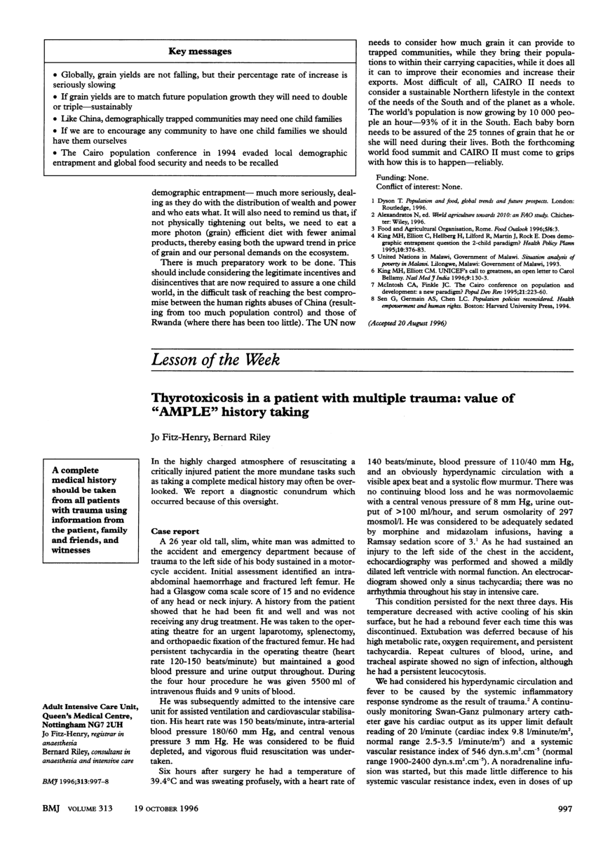 (PDF) Thyrotoxicosis in a patient with multiple trauma Value of 'AMPLE