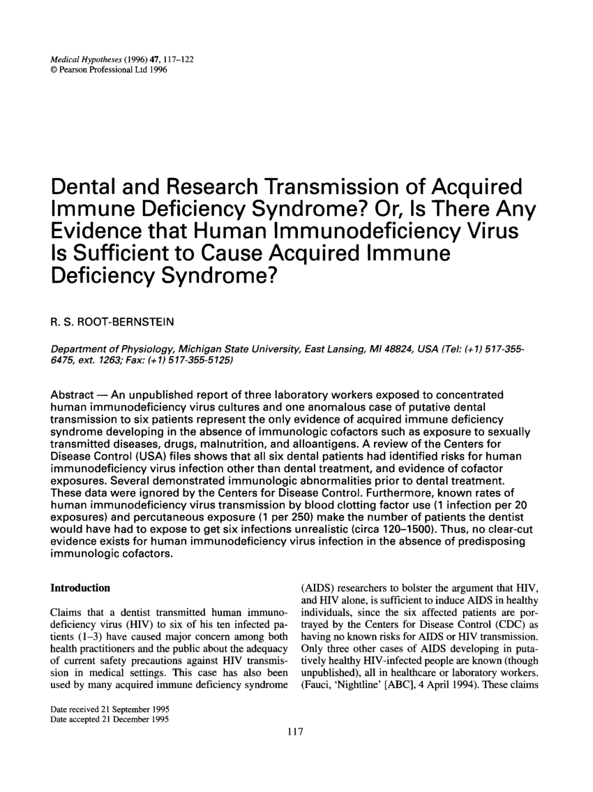 Pdf Dental And Research Transmission Of Acquired Immune Deficiency Syndrome Or Is There Any 