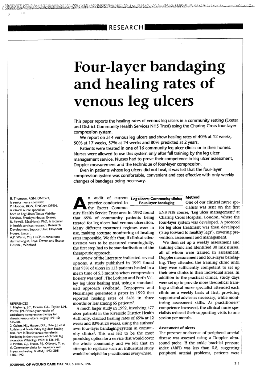 Pdf Four Layer Bandaging And Healing Rates Of Venous Leg Ulcers