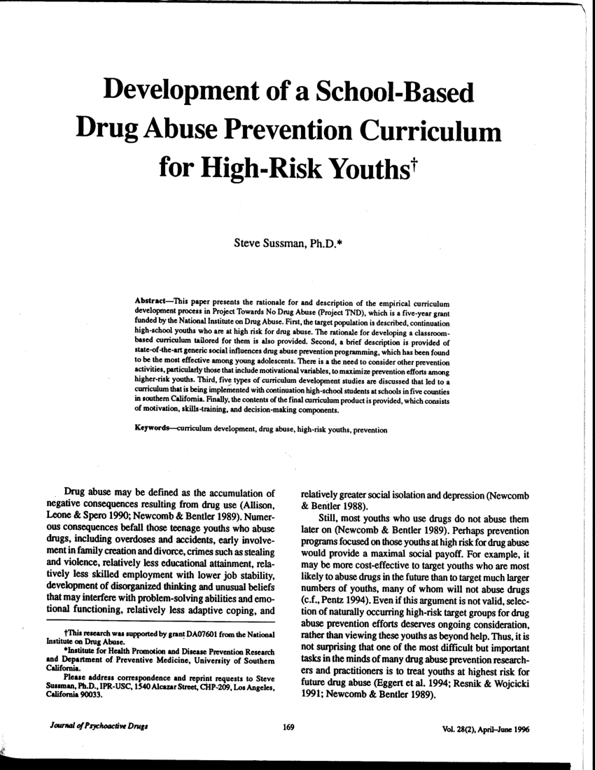 research papers on drug abuse among youth