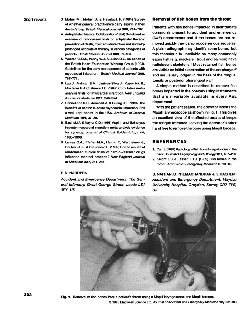 (PDF) Removal of fish bones from the throat