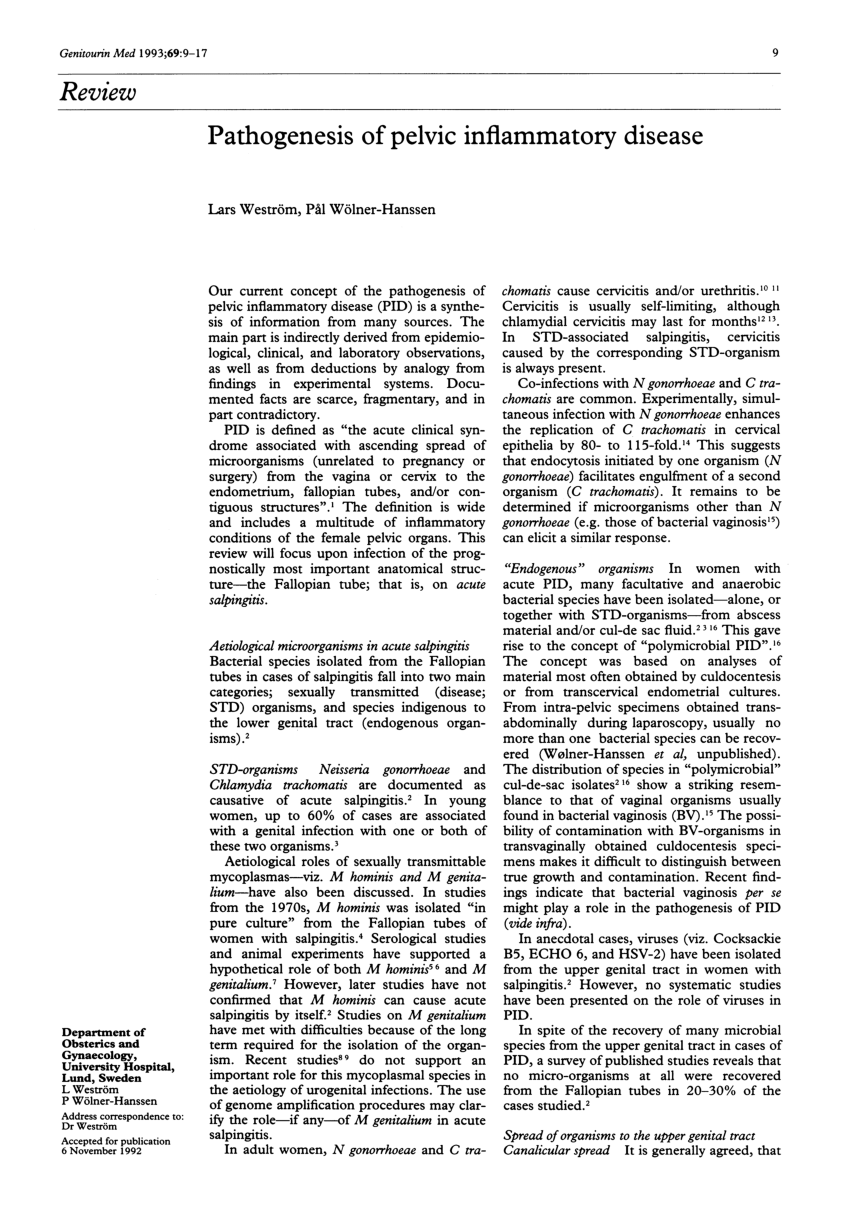 Pdf Pathogenesis Of Pelvic Inflammatory Disease