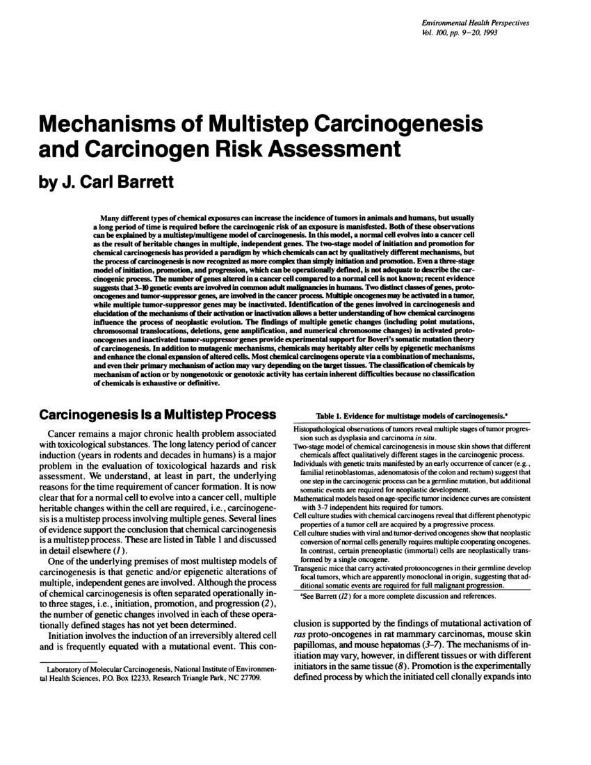 Pdf Mechanisms Of Multistep Carcinogenesis And Carcinogen - 