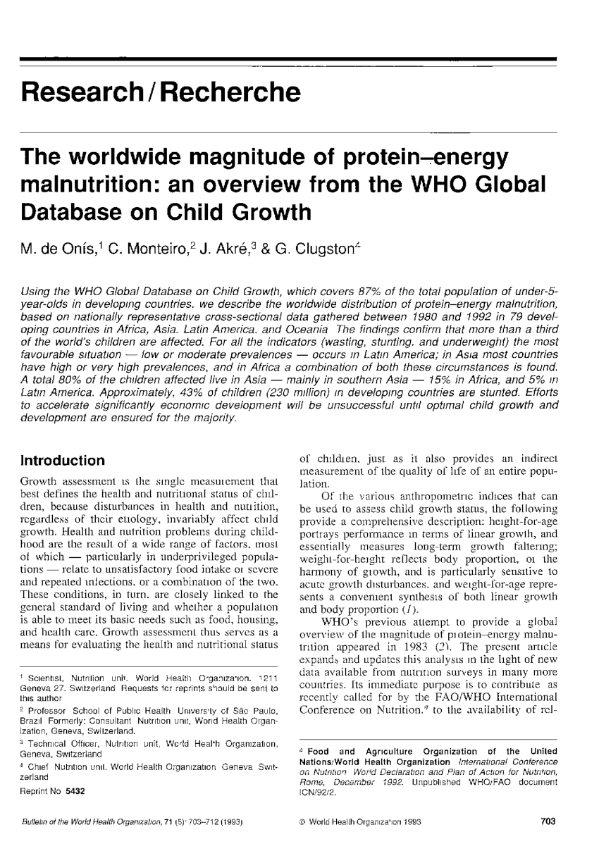 research on protein energy malnutrition