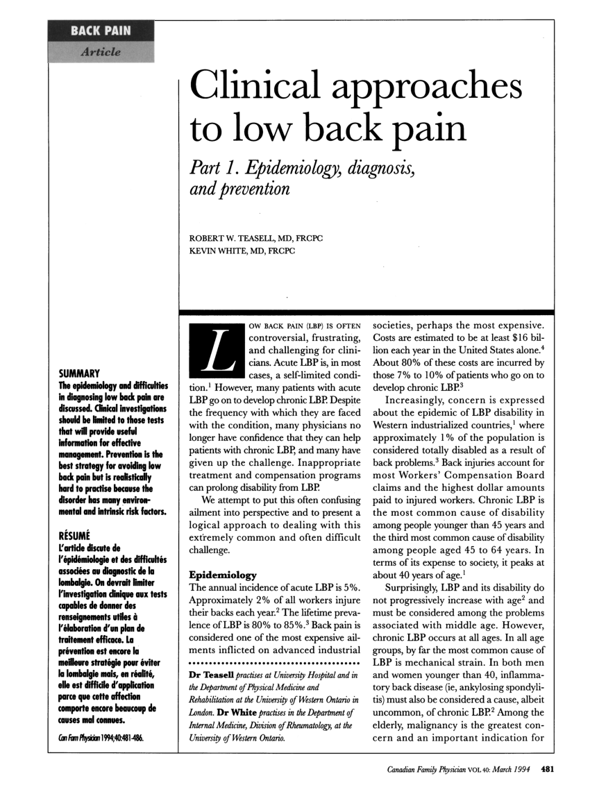 case study of low back pain