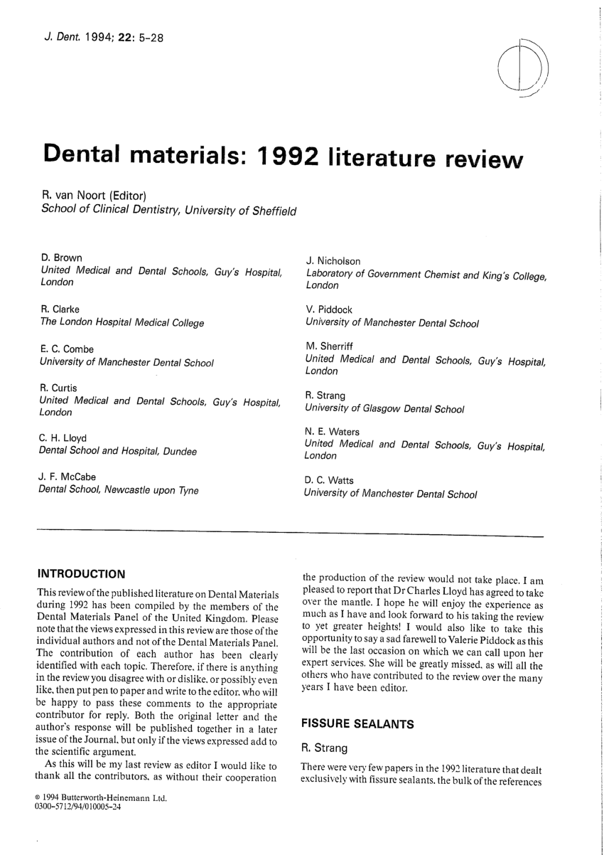 how to write a literature review dentistry