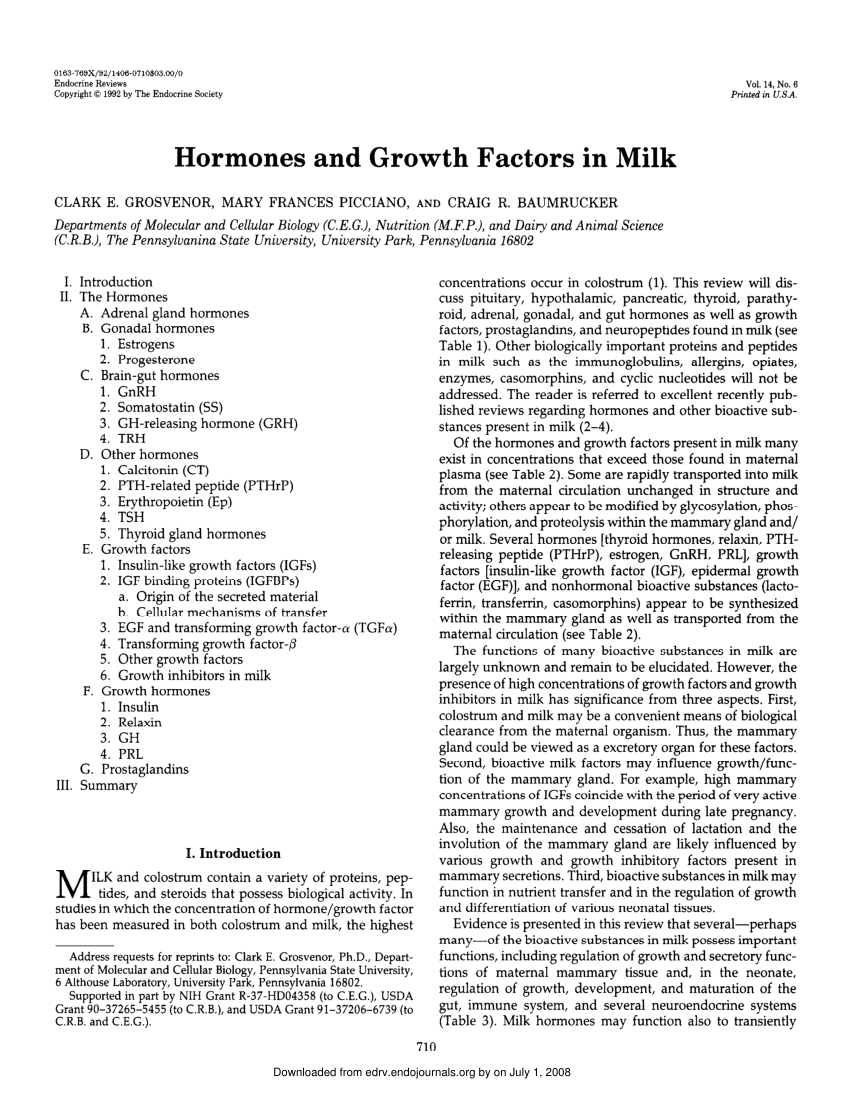 (PDF) Hormones and Growth Factors in Milk