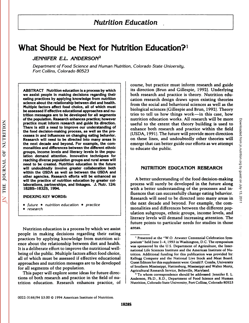 articles on nutrition education