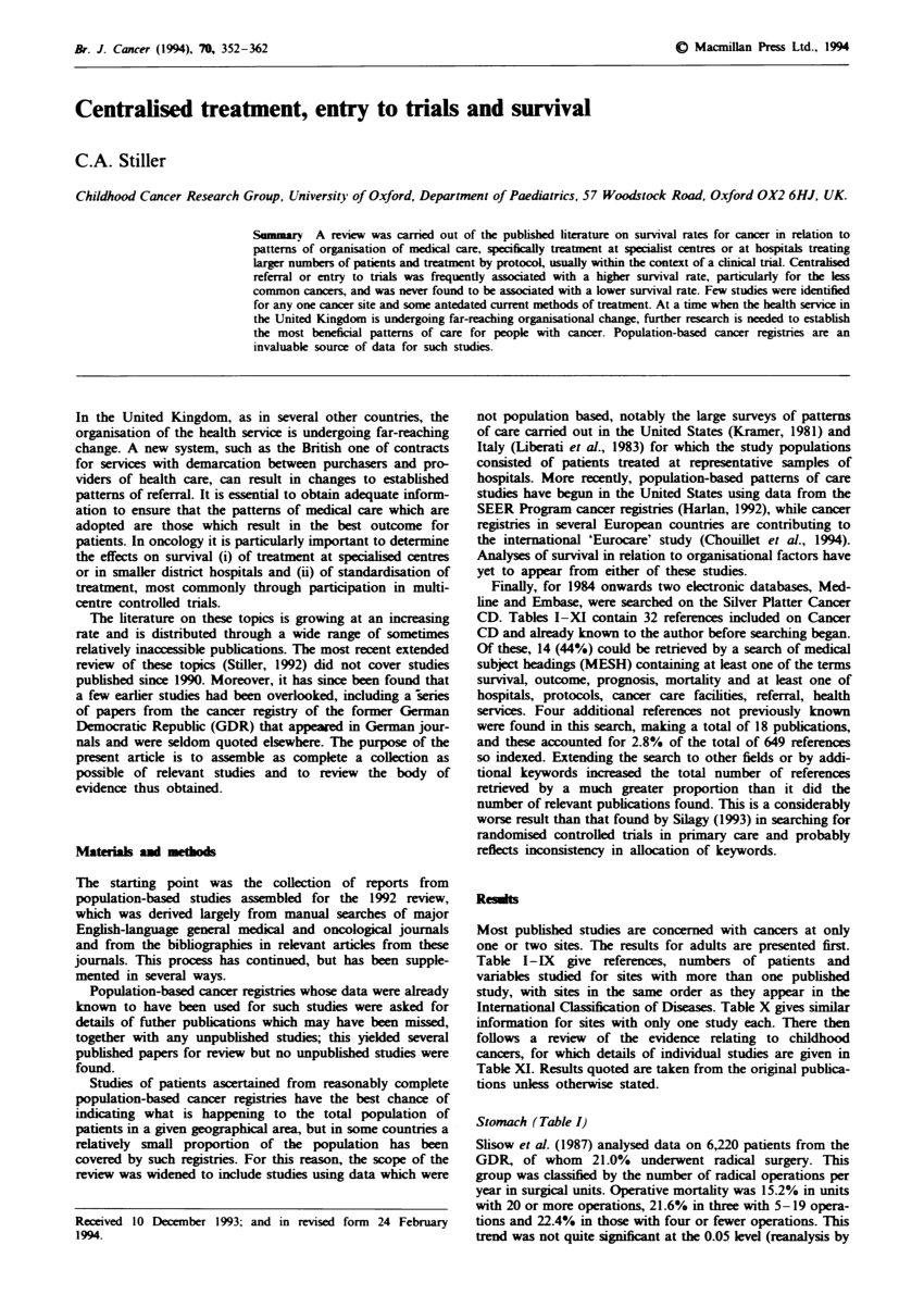 Pdf Stiller Cacentralised Treatment Entry To Trials And - 