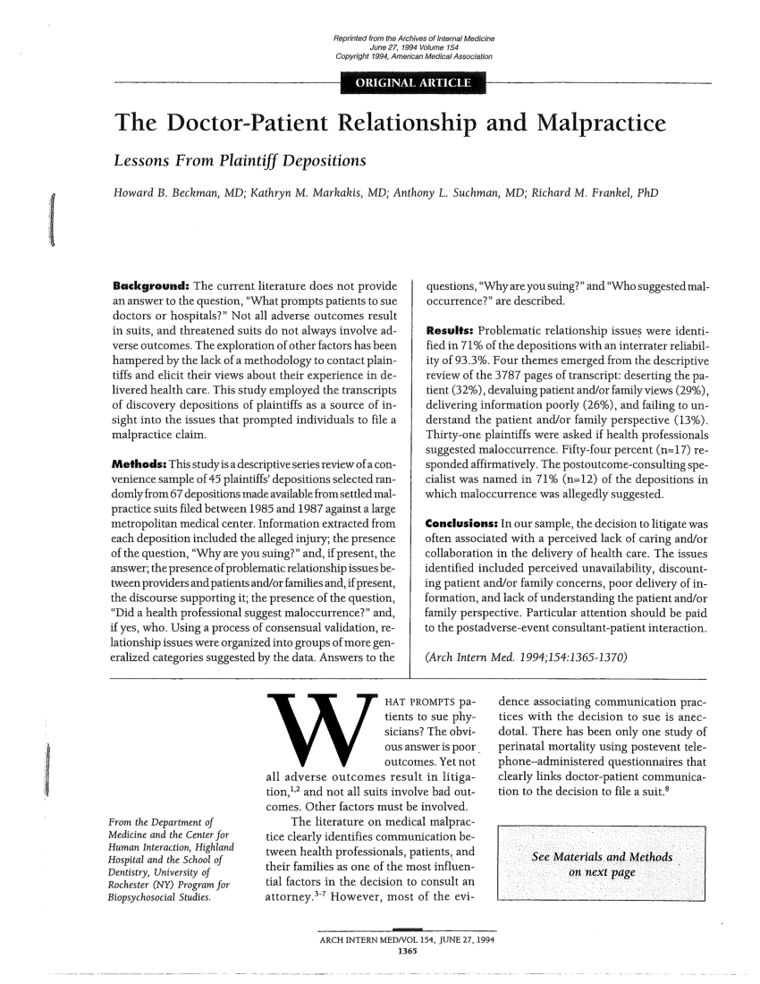 Doctor patient relationship definition