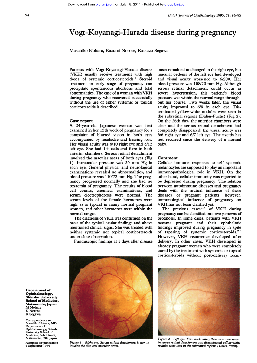 (PDF) Vogt-Koyanagi-Harada disease during pregnancy