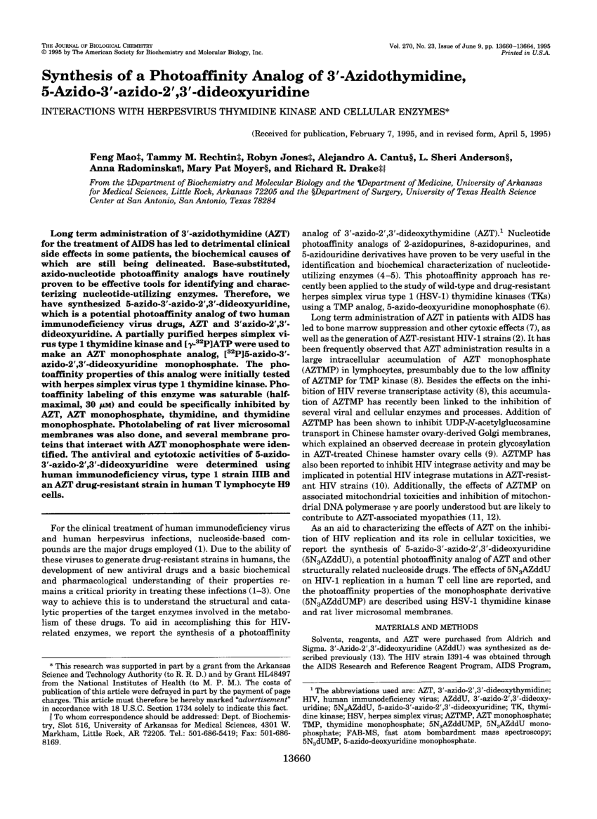 pdf-synthesis-of-a-photoaffinity-analog-of-3-azidothymidine-5-azido