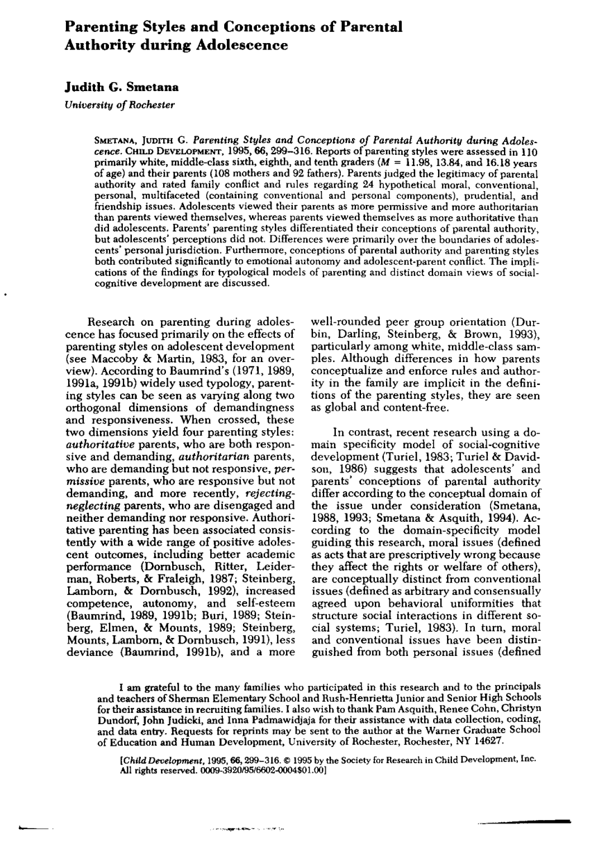 (PDF) Parenting Styles and Conceptions of Parental ...