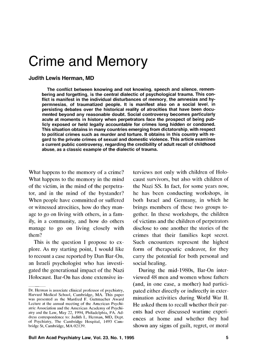 a case study of eyewitness memory of a crime