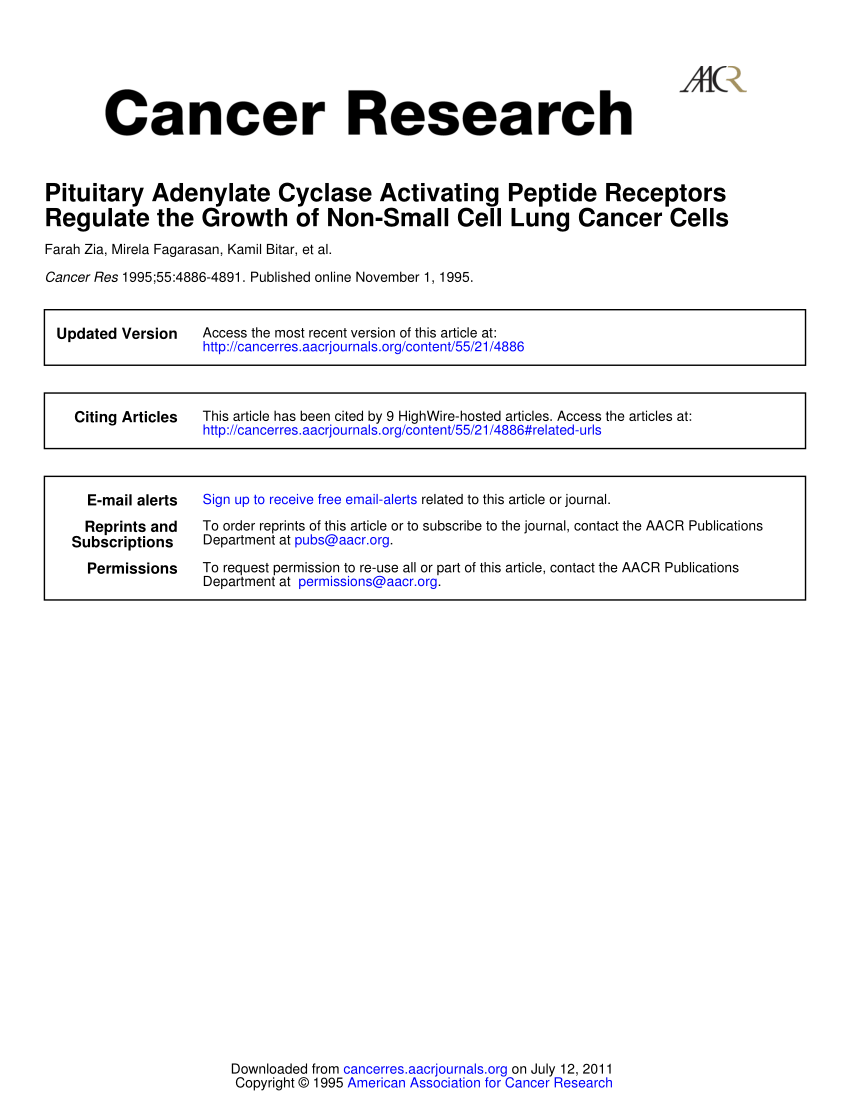 Pdf Pacap Receptors Regulate The Growth Of Non Small Cell Lung Cancer Cells