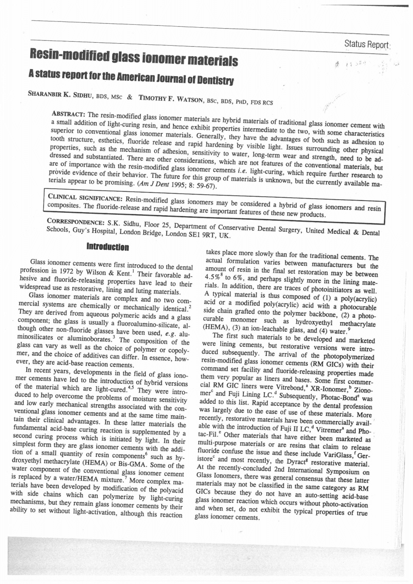 resin modified glass ionomer cement pdf