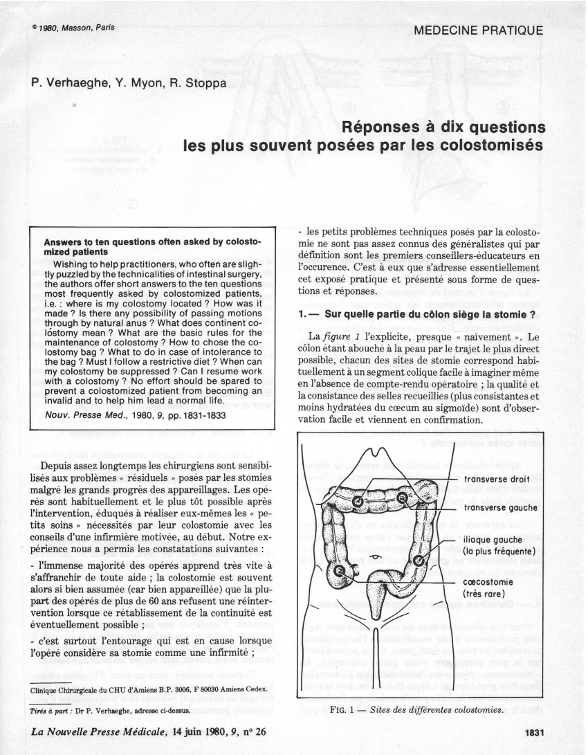 Pdf Answers To Ten Questions Often Asked By Colostomized