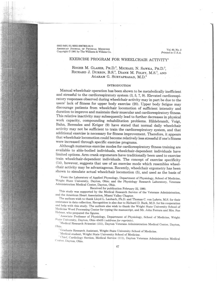 Arm Exercise Training For Wheelchair Users Academic Article