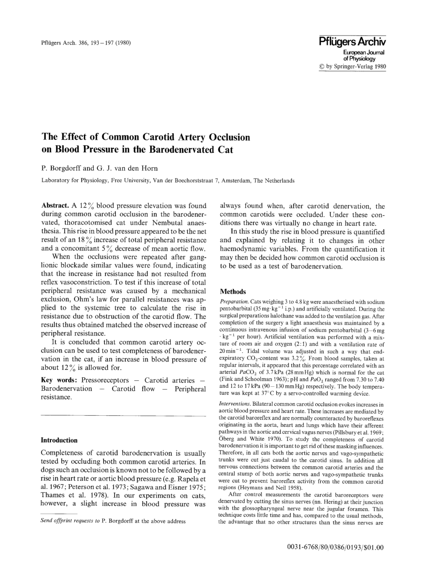 (PDF) The effect of common carotid artery occlusion on blood pressure