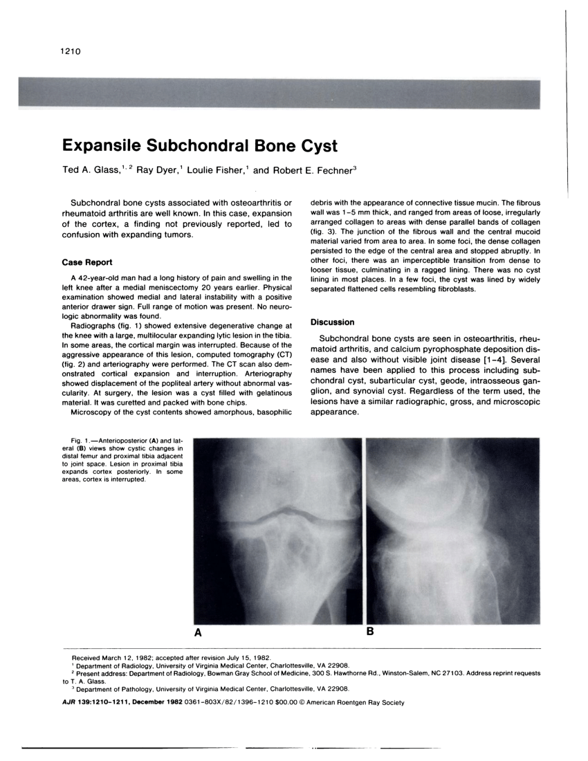 Pdf Expansile Subchondral Bone Cyst 9602