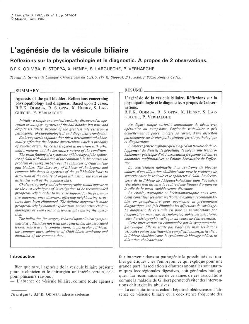 Pdf Agenesis Of The Gallbladder Comments On Physiopathology And Diagnosis Apropos Of 2 Cases