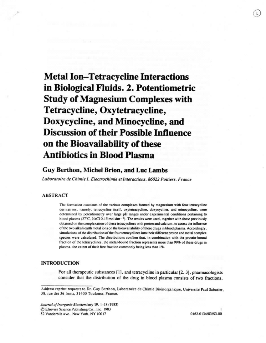 (PDF) Metal iontetracycline interactions in biological fluids. 2