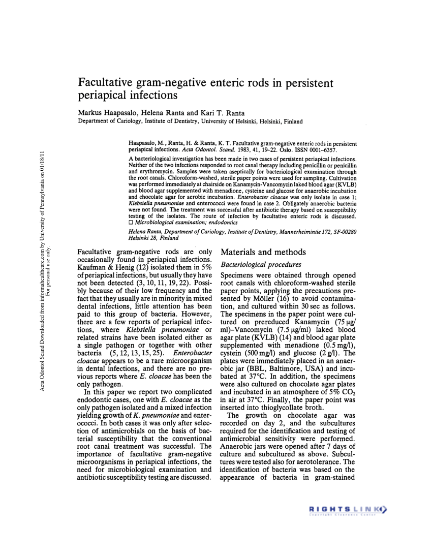 gram negative rods facultative anaerobes
