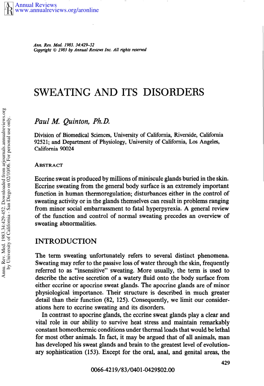 Pdf Sweating And Its Disorders