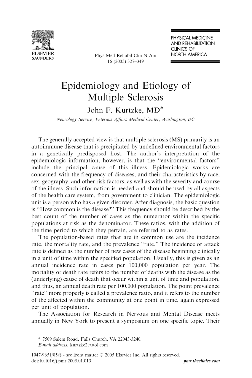 Pdf Epidemiology In Multiple Sclerosis 4391