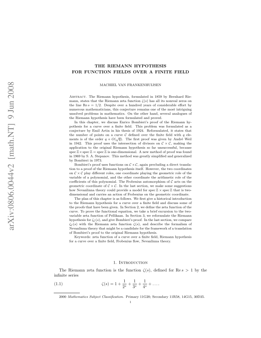 riemann hypothesis article