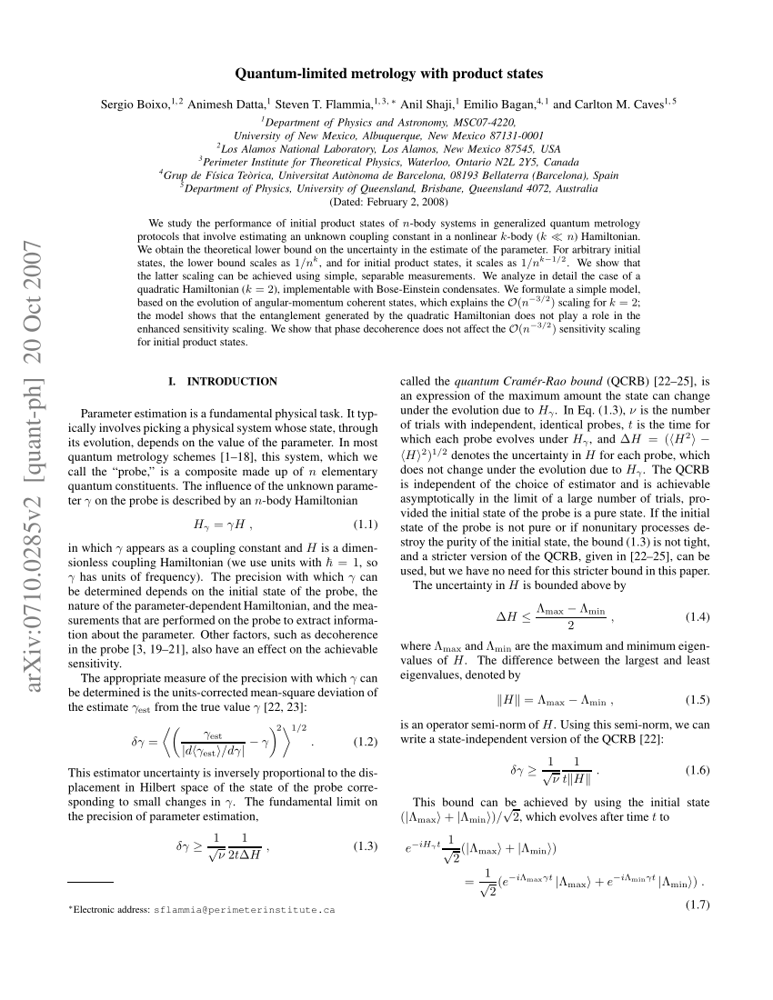 (PDF) Quantumlimited metrology with product states
