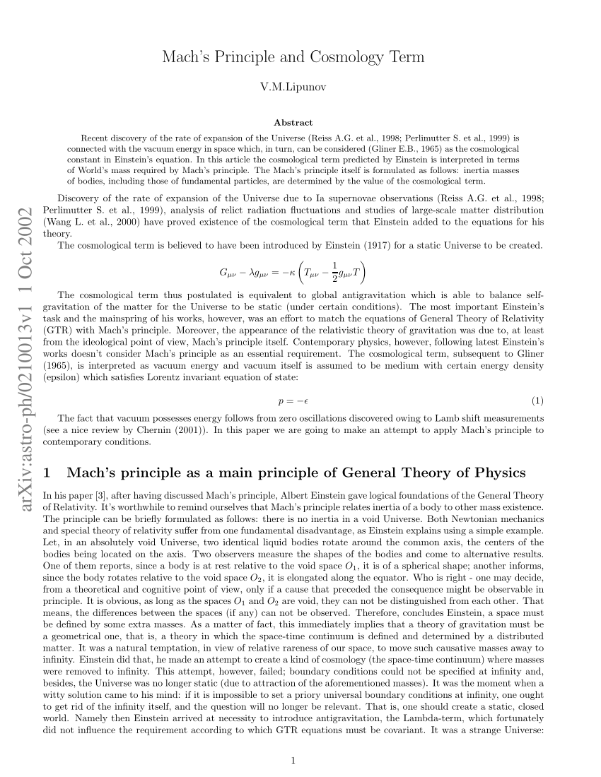Pdf Machs Principle And Cosmology Term 3369