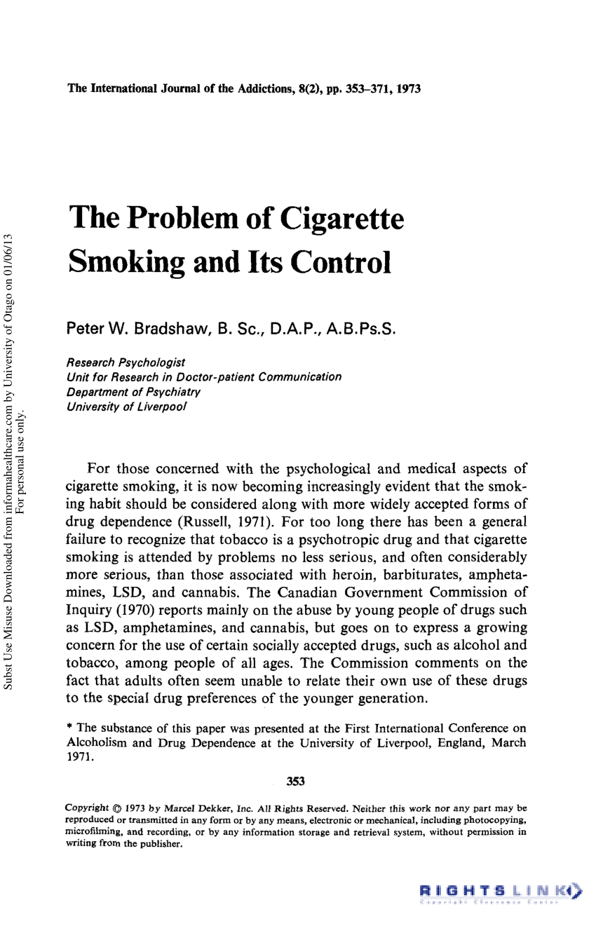 research paper about smoking statement of the problem