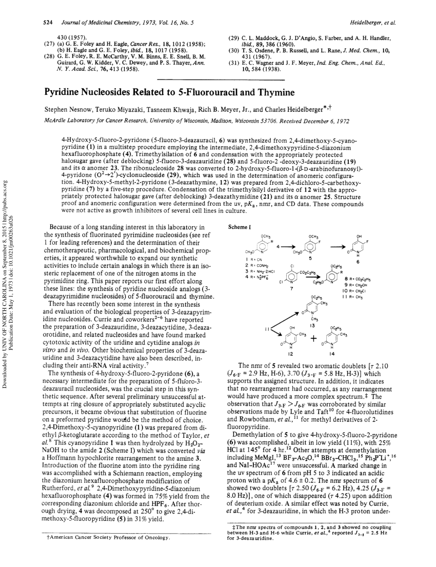 Pdf Pyridine Nucleosides Related To 5 Fluorouracil And Thymine