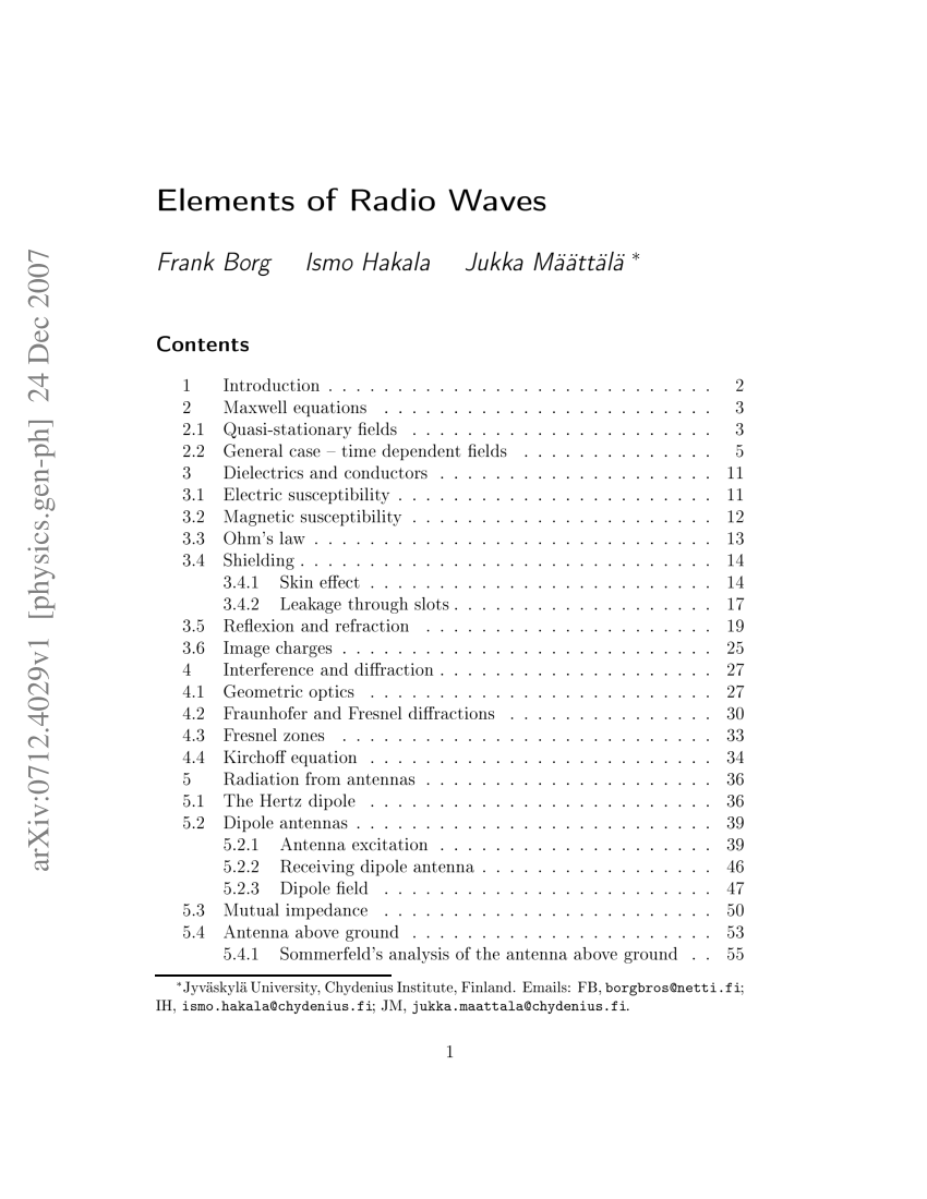 PDF) Elements of Radio Waves