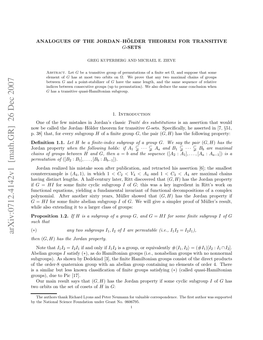 Analogues of Jordan-Holder theorem for G-sets