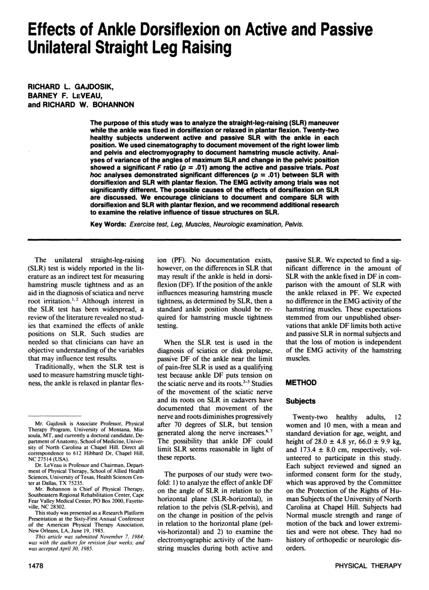 The influence of knee position on ankle dorsiflexion - a biometric