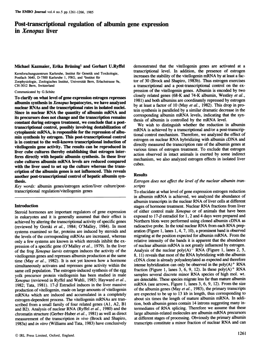 Post Transcriptional Regulation Of Gene Expression And Human Disease